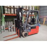 Toyota #8FBFE15U Electric, 3 Wheel, Zero Turn Forklift, 2,650 lb. Capacity, Triple Mast, Side Shift,