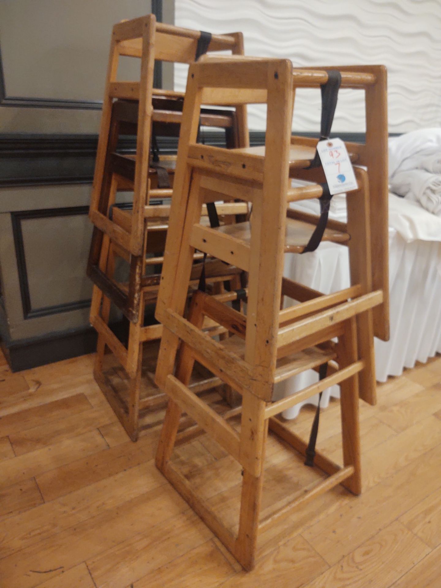 (7) Wood High Chairs (BEING SOLD BY THE PIECE - QTY x PRICE)