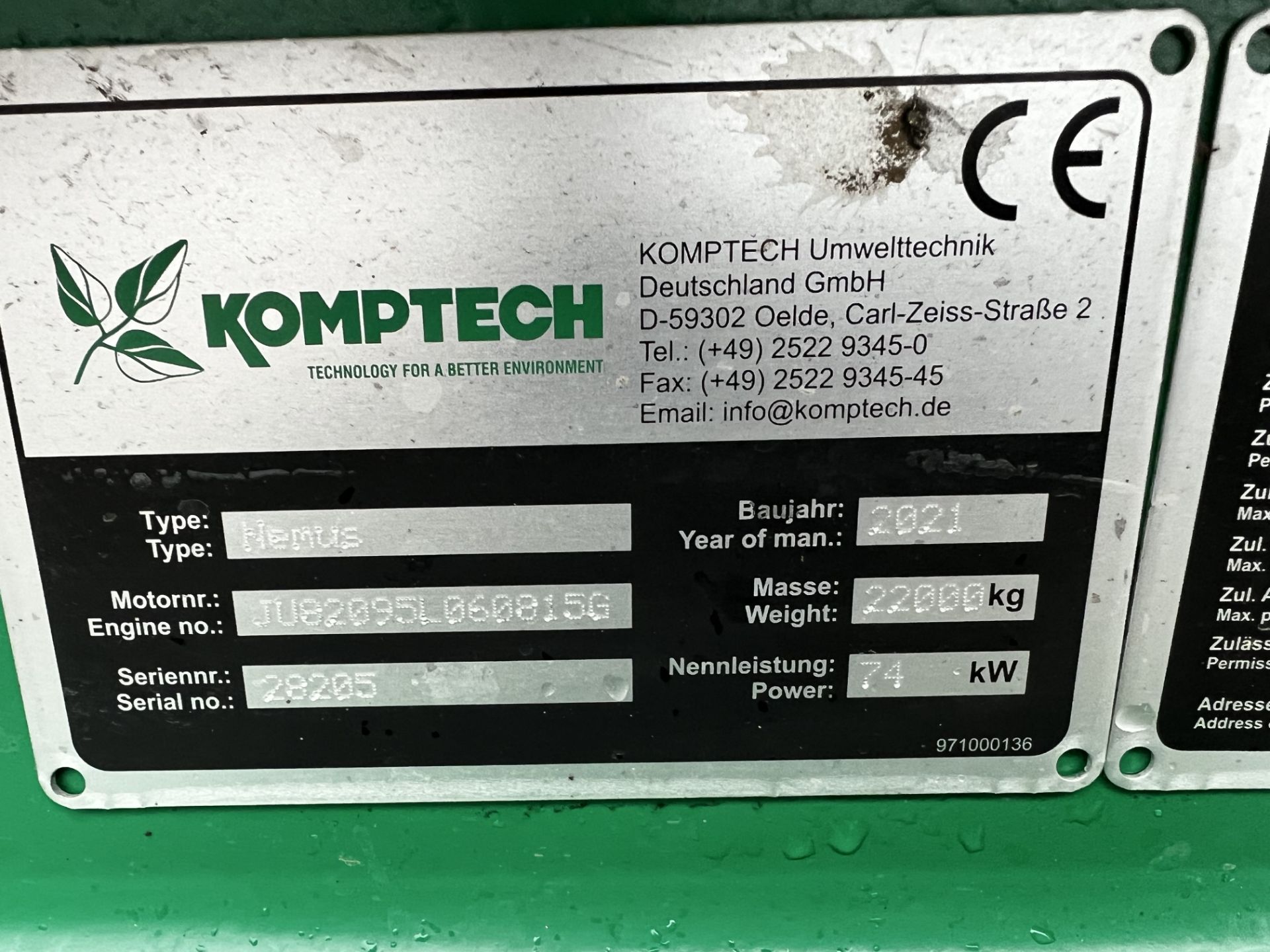 2021 Komptech Nemus 2700 Towable Drum Screen with Hydraulic Drive, Tandem Axle, 74kw, GVW: 22,000kg, - Image 5 of 10