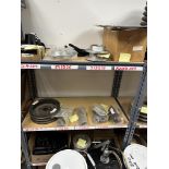 {LOT} Asst. Terex Parts On 2 Sections of Shelving c/o: Springs, Nozzle, Spaces, Pullies, Bolts