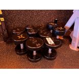 {LOT} Pairs of American Barbell Dumbbells c/o: 30, 35, 35, 40 & 65