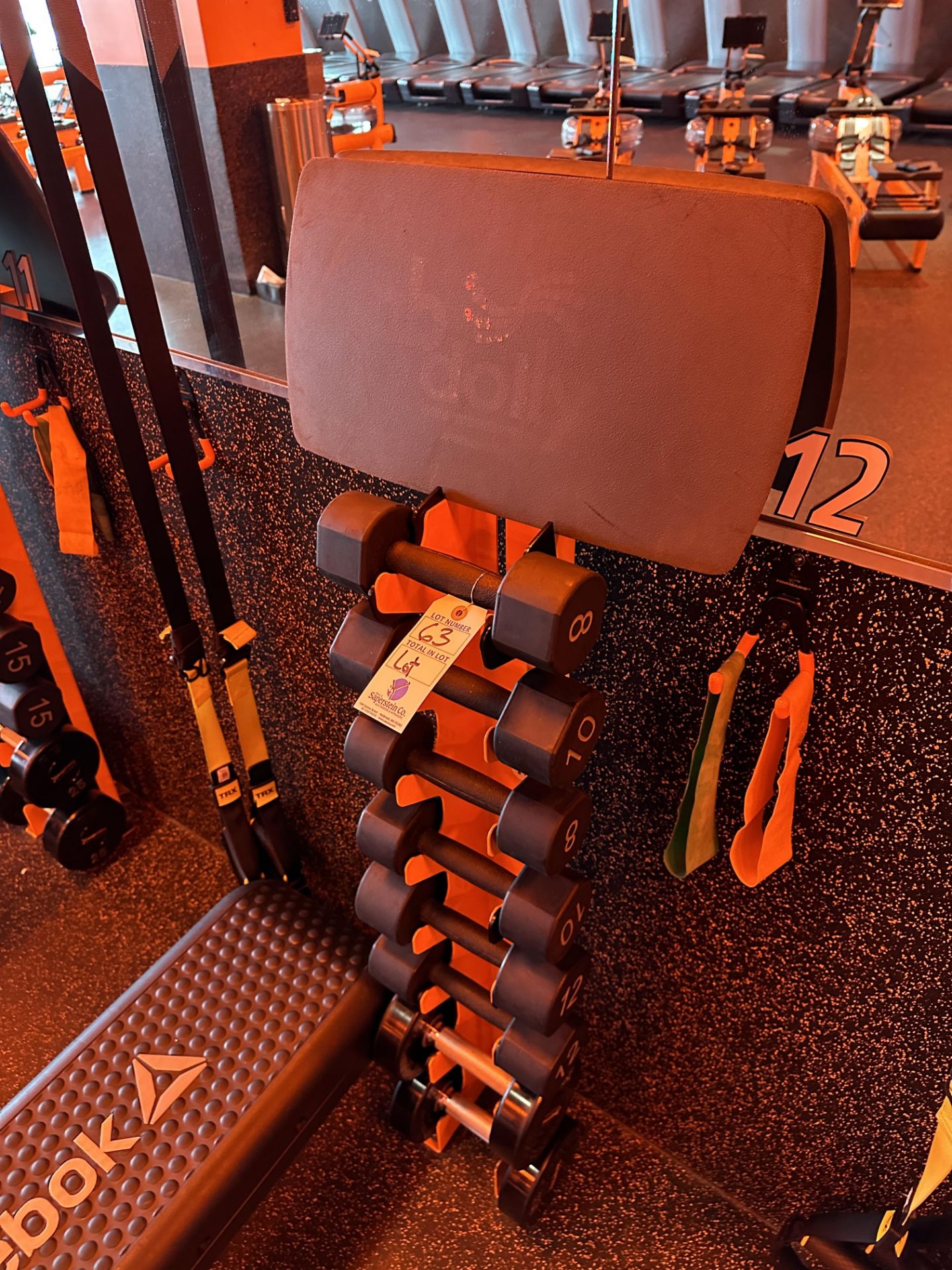 {LOT} American Barbell Weight Set (Pairs of Weights 8, 10, 12 & 20Lb.) w/Weight Tree, Reebok Step - Image 2 of 3