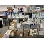 {LOT} Asst Lab Consumables on 1 Section of Erecta Shelving (Shelving Not Included)