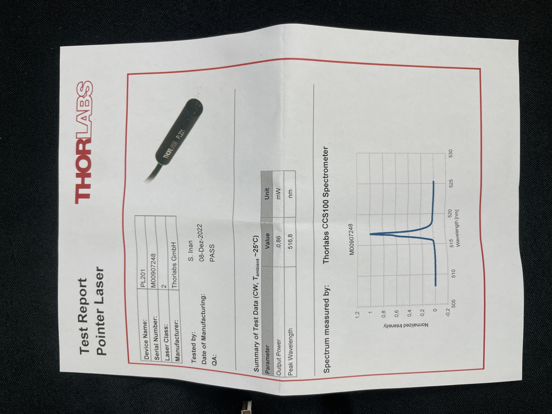 Thor Labs #PL201 Pointer Laser - Image 4 of 7