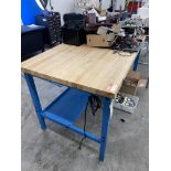 Global Maple Wood Top (3/4" Thick) Metal Base Work Bench w/Undershelf & Built in Electrical 5' x