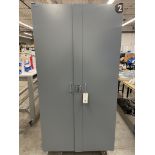 Global Heavy Duty 2 Door Storage Cabinet w/ Plastic Bins & Supplies 38"W x 24"D x 72"H (NO DOLLY)