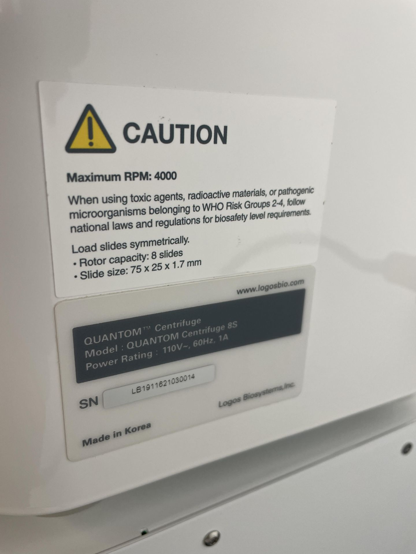 2021 Logos Biosystems QUANTOM Tx Microbial Cell Counter 12V DC, 3.3Amp S/N: QTX-02-00013 w/Quantom - Image 7 of 19