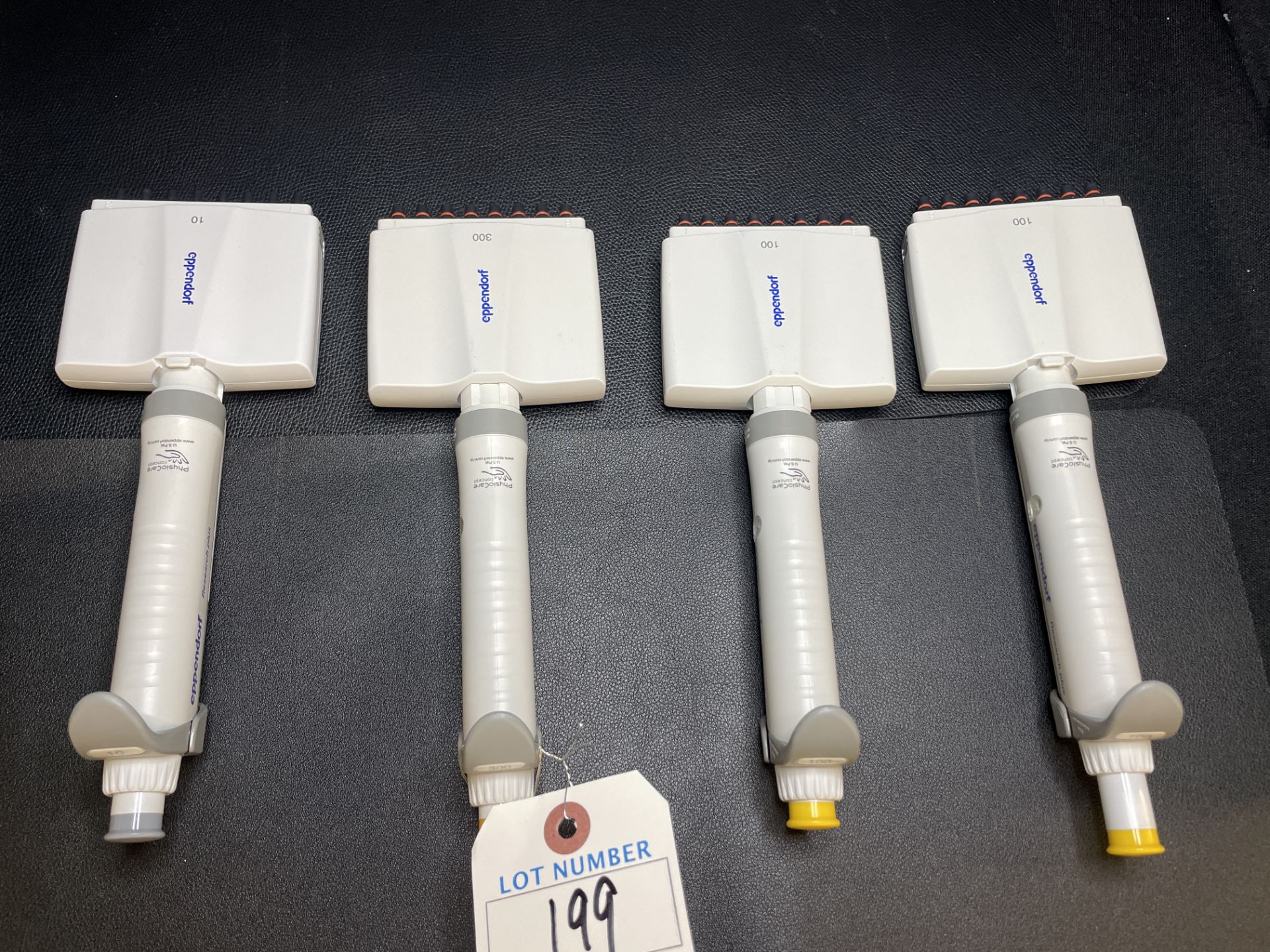 (4) Eppendorf Multi Head Pipettes, 10, 300,(2)100