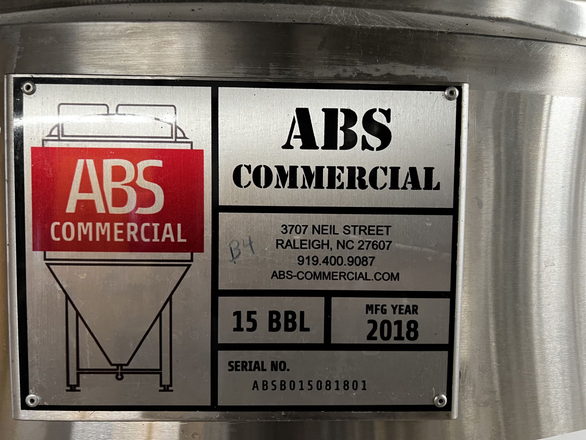 2018 ABS 15BBl Jacketed Brite Tank (SEE PICTURE #2 WITH FULL SPEC SHEET) (Located In Lancaster) - Image 3 of 3