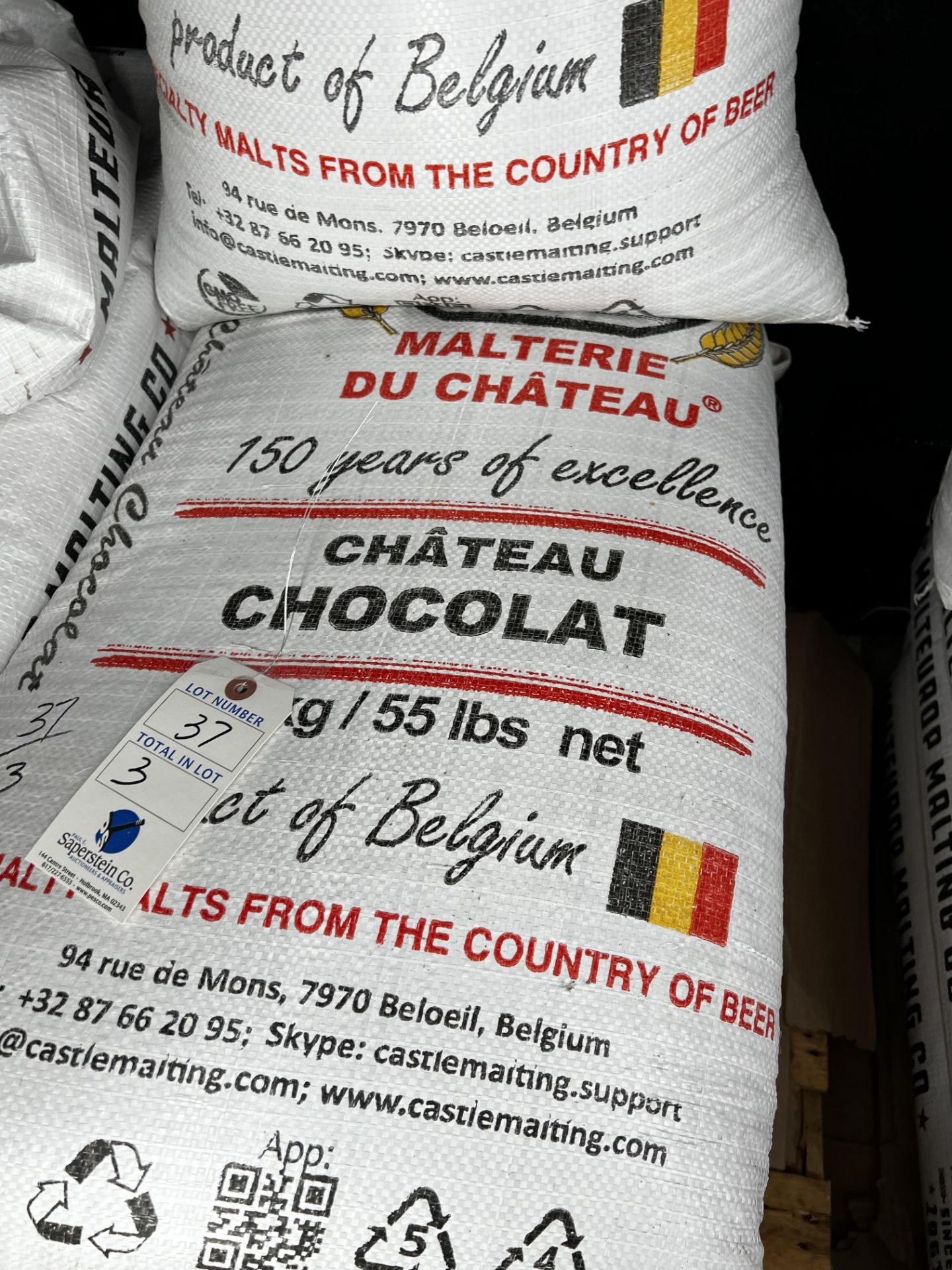 (3) 55Lb. Bags of Malterie Chateau Chocolate (Located In Lancaster)