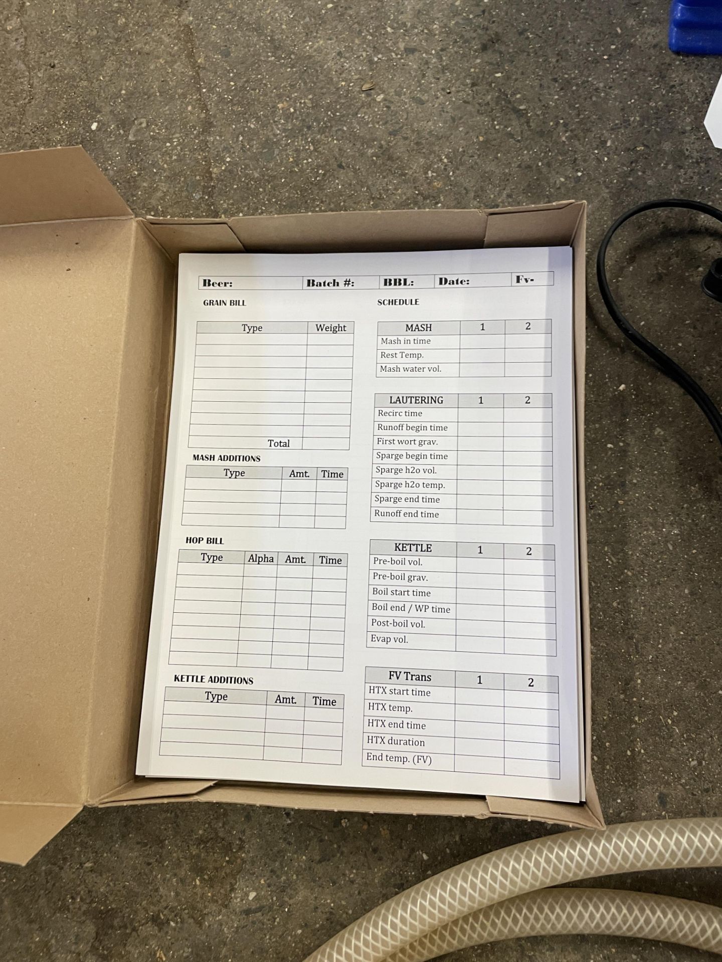 Box Of Beer Recipe Sheets