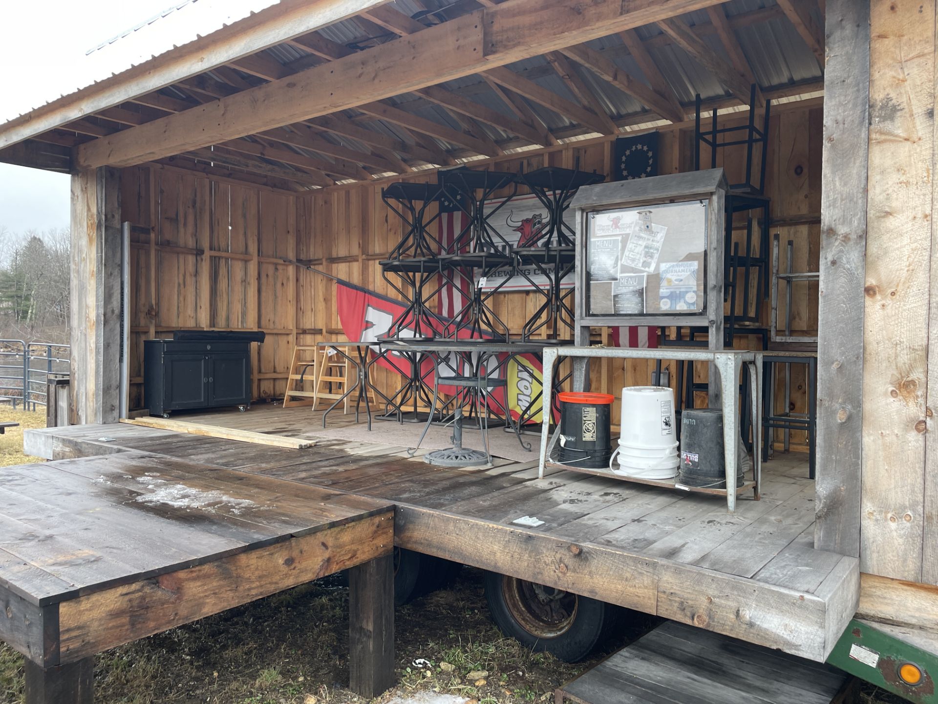 (SEE DESCIPTION) Rogers Custom Trailer/Band Music Stage - Rogers 2 Axle 8 Wheel Wood Deck Trailer w/ - Image 5 of 12