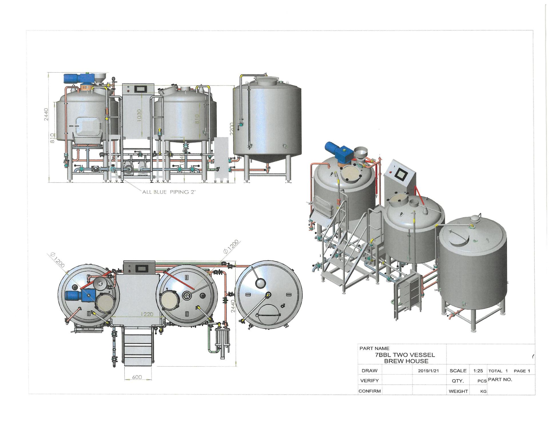 2019 ABS 7BBL Jacketed Brewhouse C/O: ABS DME 7BBL Mash Turn and 7BBL Steam Kettle, ABS Brew House - Image 4 of 8