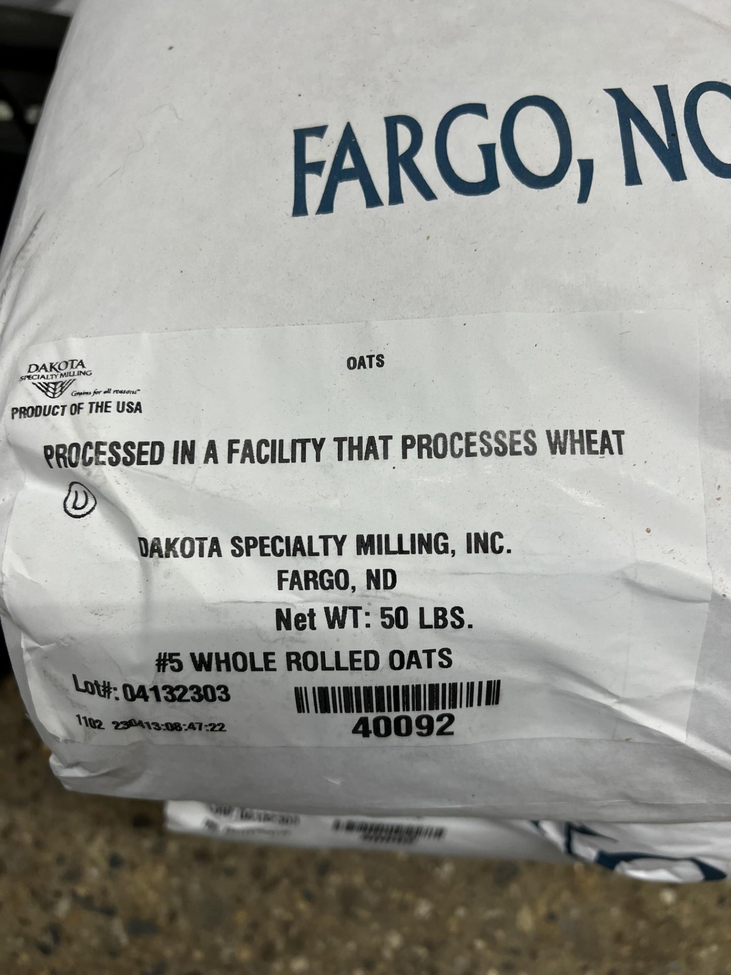 (9) 50Lb. Bags of Dakota #5 Whole Rolled Oats (Located In Lancaster) - Image 2 of 2