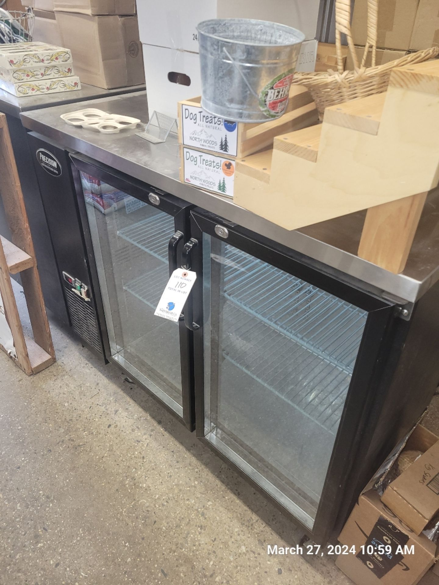 Precision Self Contained 2 Glass Door Portable Illuminated Refrigerator #BB48GHC (Located In