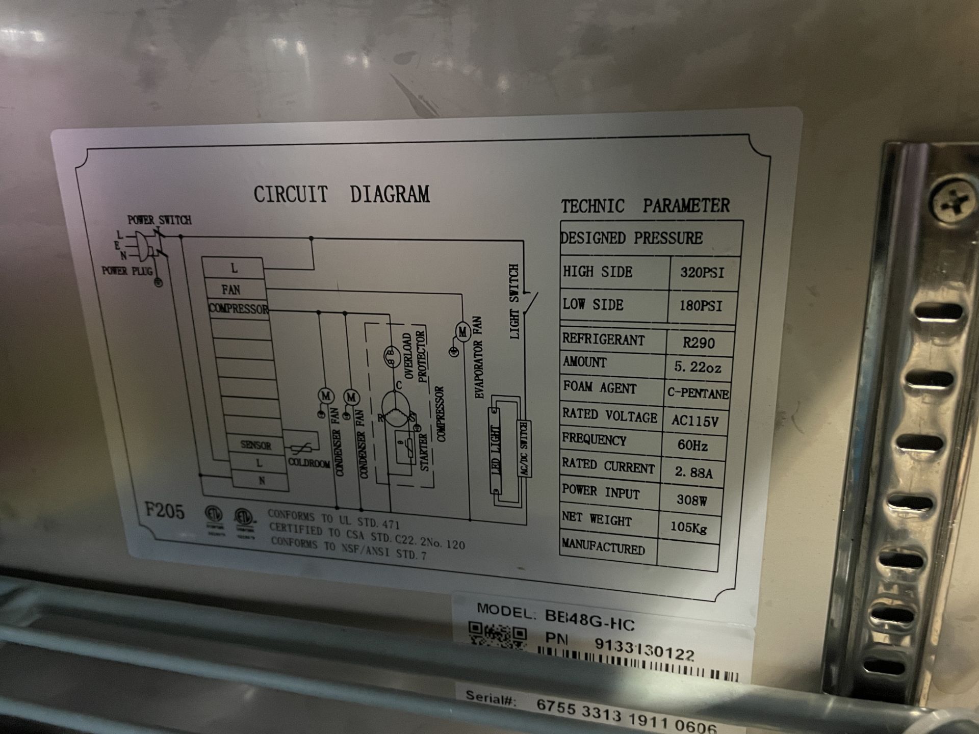 Precision Self Contained 2 Glass Door Portable Illuminated Refrigerator #BB48GHC (Located in - Image 2 of 2