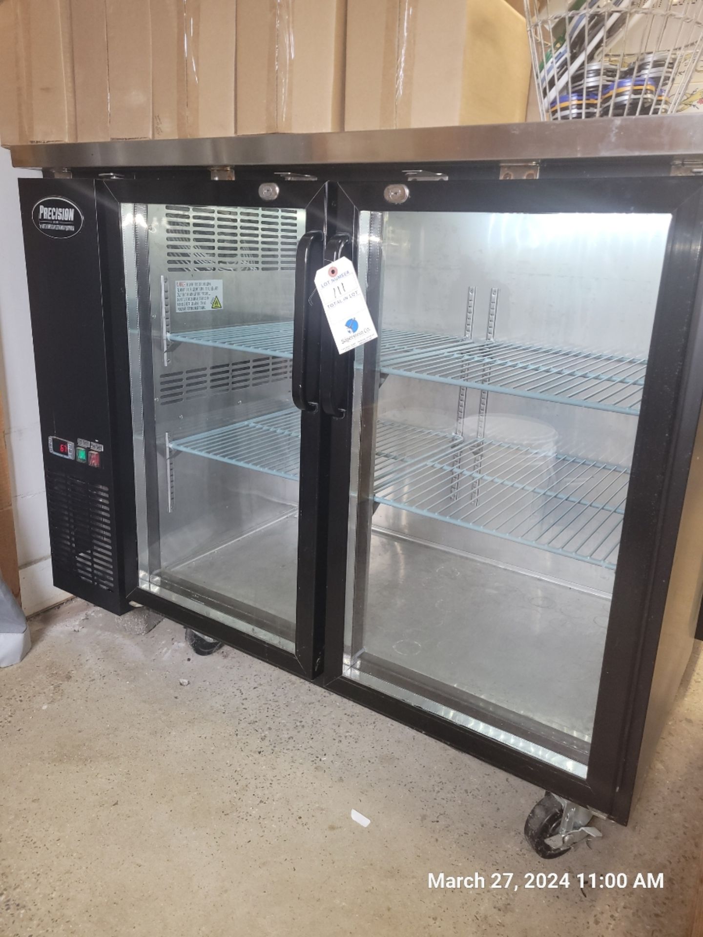 Precision Self Contained 2 Glass Door Portable Illuminated Refrigerator #BB48GHC (Located In