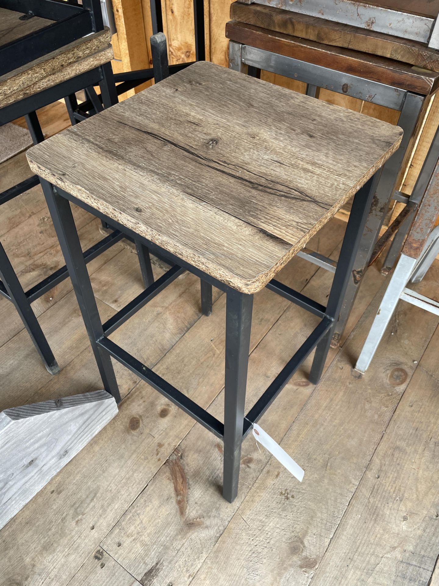 (8) Metal Frame Wood Seat Bar Stools