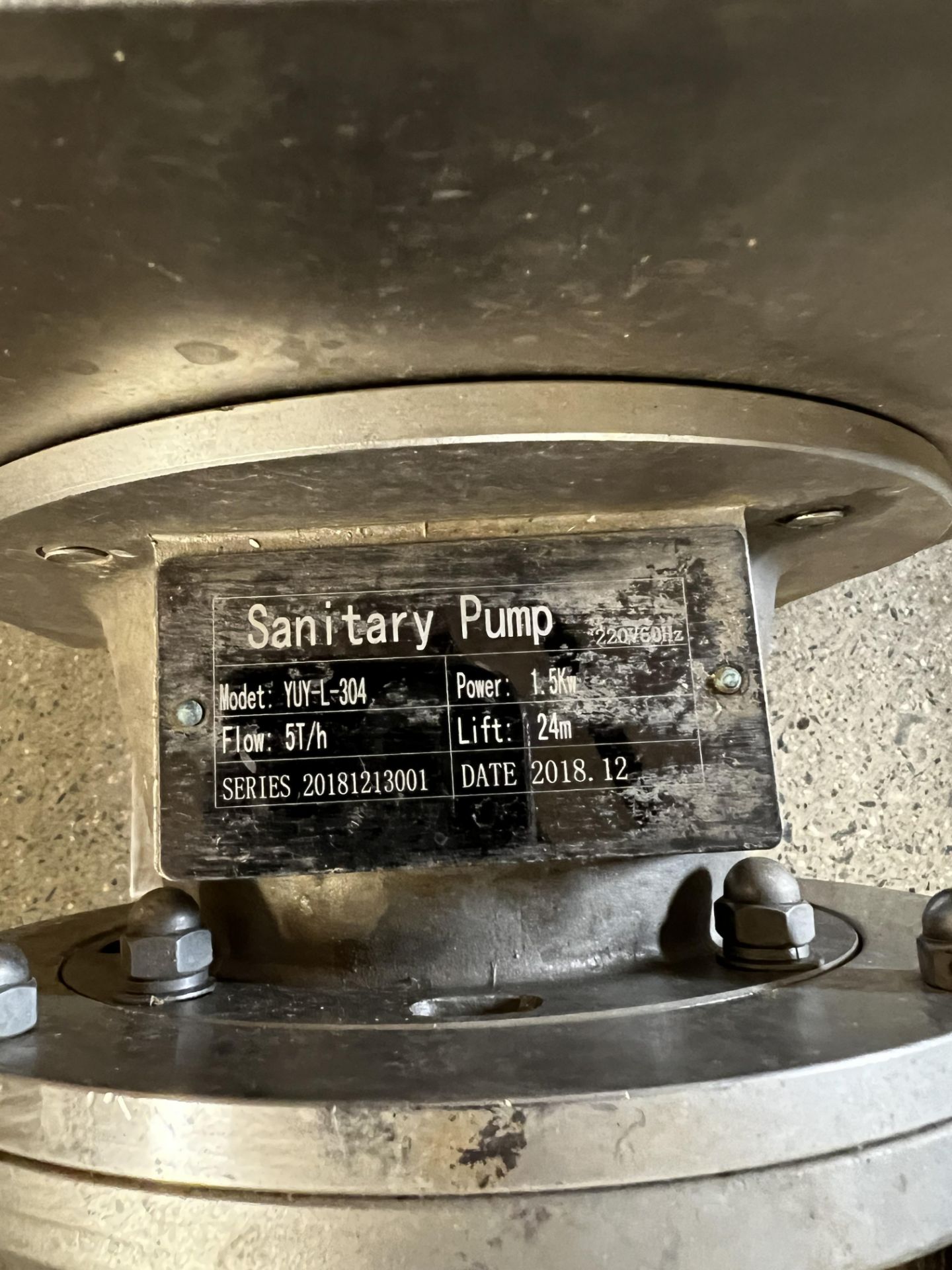 2018 ABS Sanitary Pump #YUY-L-304 (Located In Lancaster) - Image 2 of 2