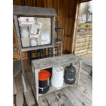 {LOT} 2 Tier Wood Frame Galvanized Table & Custom Wood Pegboard