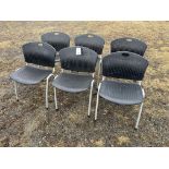 {LOT} (6) Metal Frame w/Plastic Seat & Back Outdoor Chairs