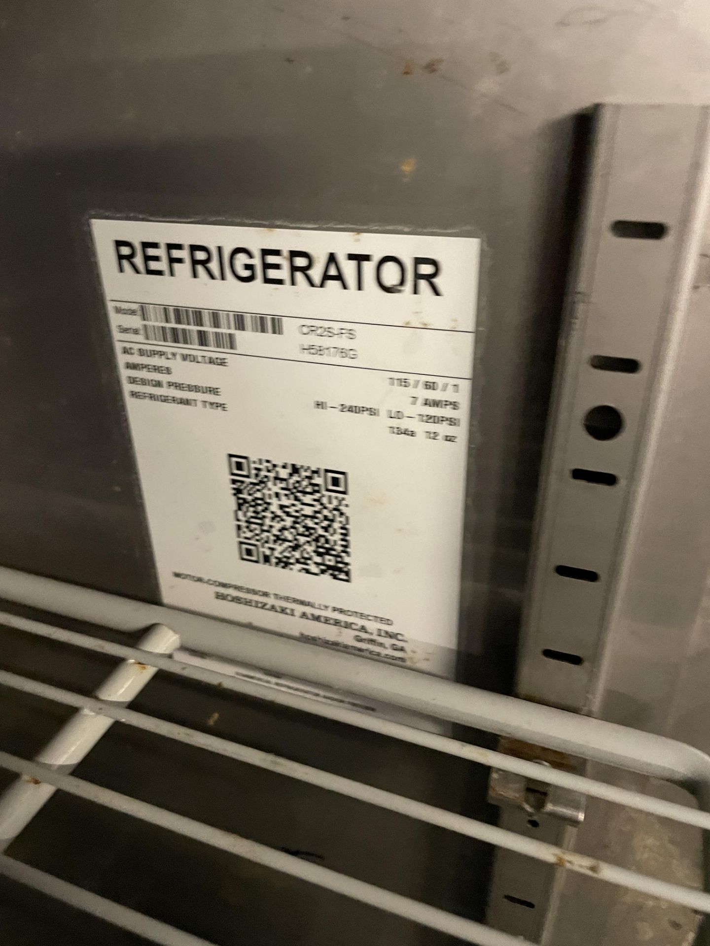 Hoshizaki #CR2S-FS 2 Door Portable Self Contained Reach in Refrigerator w/Digital Temp Control, S/N: - Image 3 of 3