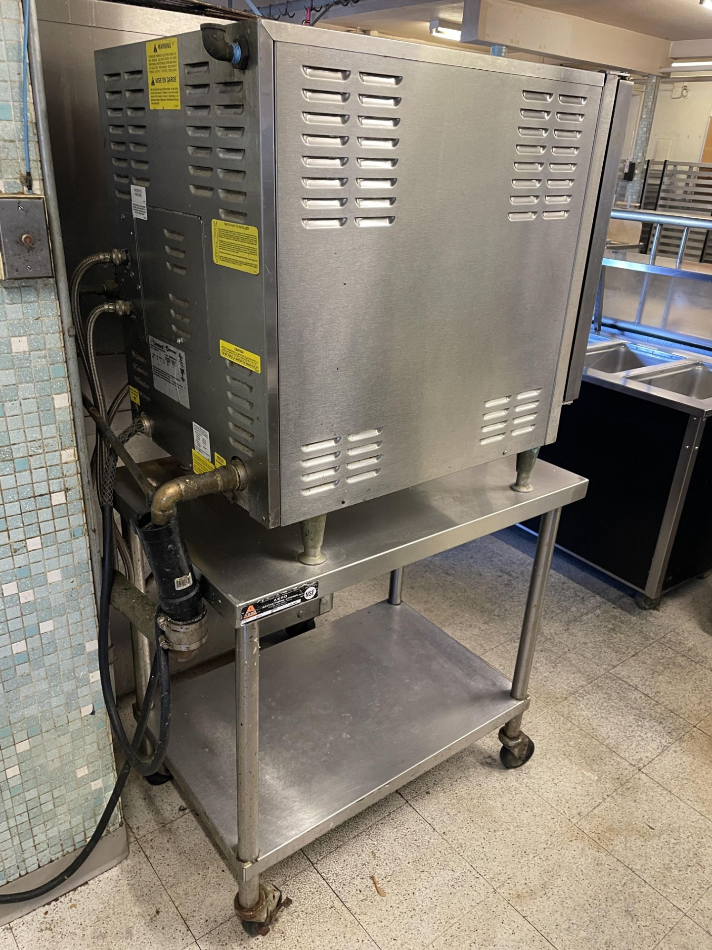 Counter Top Steam Chef Cleveland Steamer #22CET6.1 3 Phase, 208V w/Stainless Steel Cart (MUST - Bild 2 aus 3