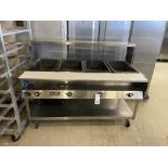 Serve Well 4 Compartment Portable All SS Steam Table w/Cutting Board & Sneeze Guard 5' x 34"