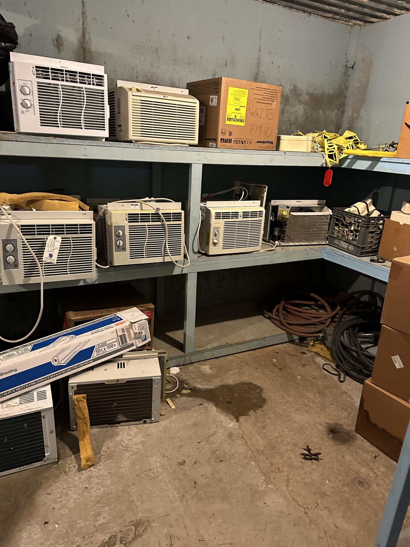 {LOT} Air Conditioners, Fans, Asst. Parts & Molds in Room