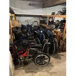 {LOT} Drive & Asst. Wheelchairs in Second Area w/Parts on Racks and Next to Racks