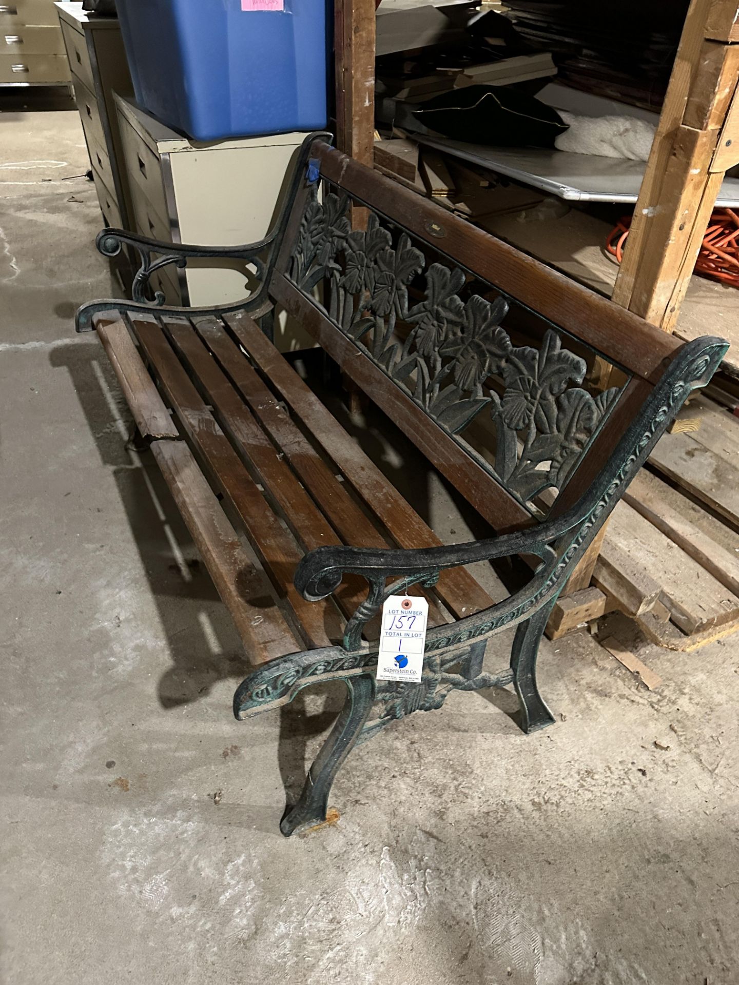 Wrought Iron Bench (Broken Front Wood Panel)