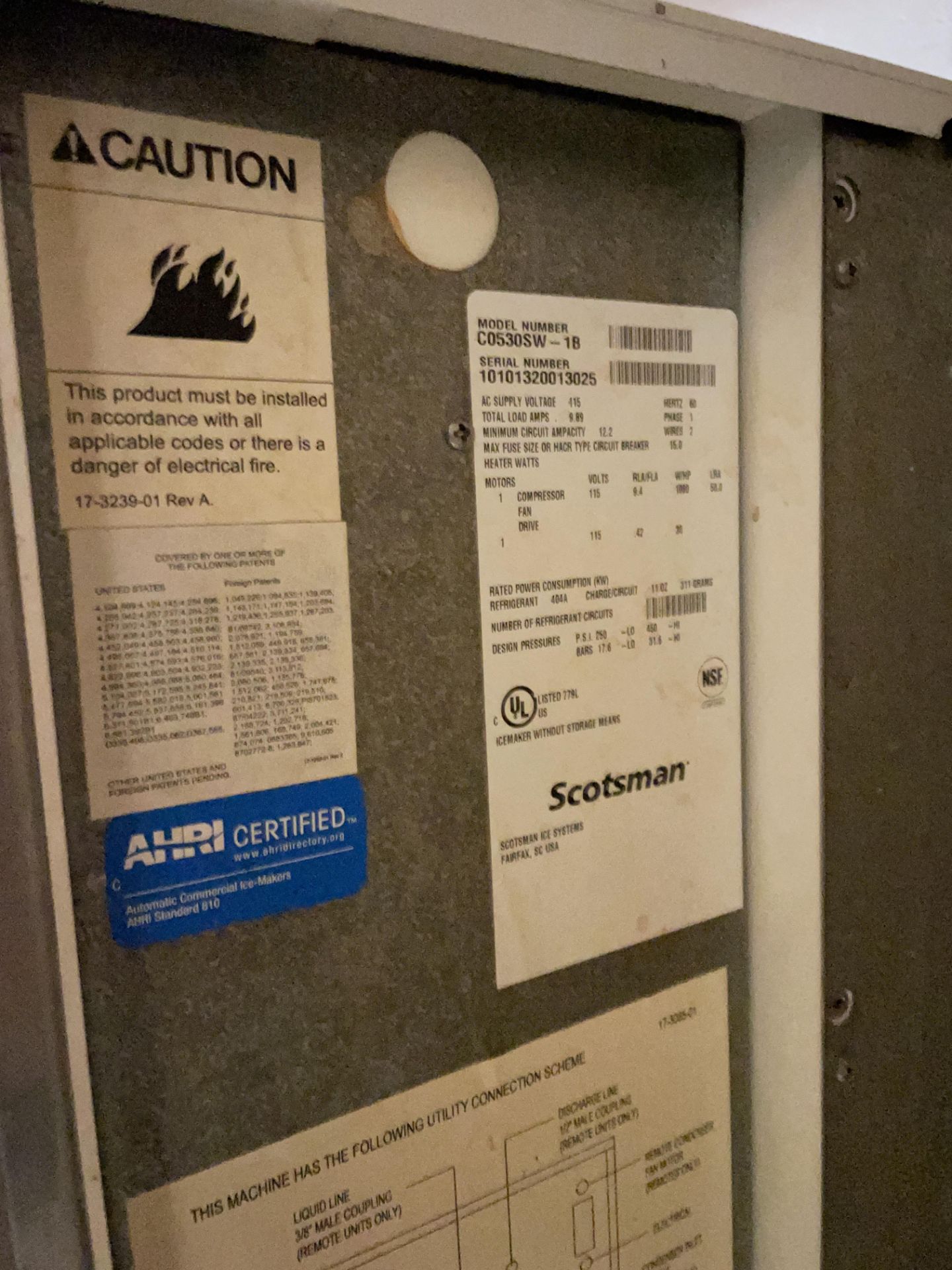 Scotsman #C0530SW-1B Ice Maker, Single Phase w/Bin S/N: 10101320013025 w/Bin and Digi Controls - Image 3 of 3