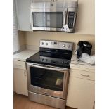 Matching Stainless Maytag HH Microwave & Brushed Nickel Electric 5 Burner Range w/Oven