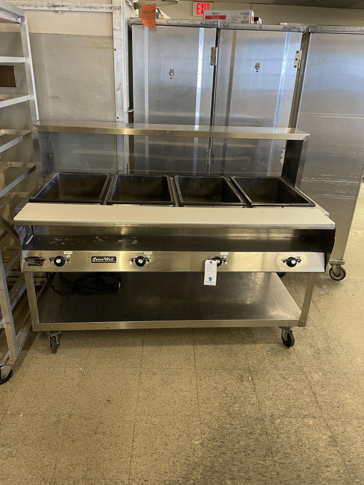 Serve Well 4 Compartment Portable All SS Steam Table w/Cutting Board & Sneeze Guard 5' x 34" - Image 2 of 2