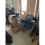 {LOT} In Wheelchair Supply Room c/o: Wheelchairs, Walkers & Contents of 2 Cabinets