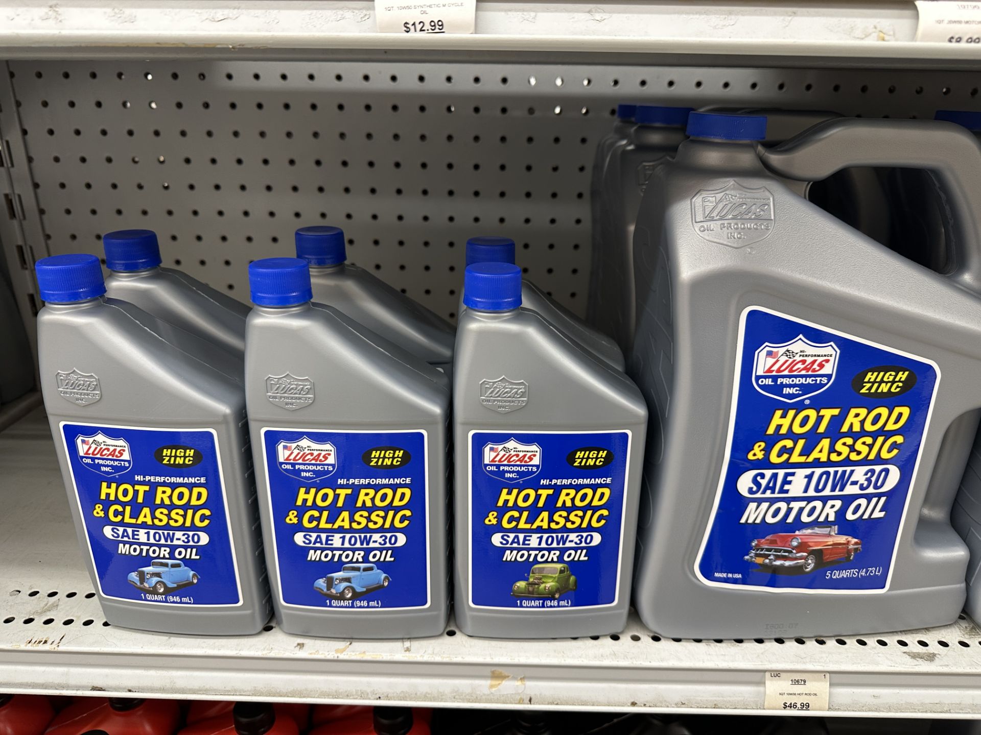 {LOT} 7 Gallon & 6 Quart Lucas Hot Rod & Classic Motor Oil 10W-30, 10W-40 & 20W-50 (BEING SOLD BY - Image 3 of 3