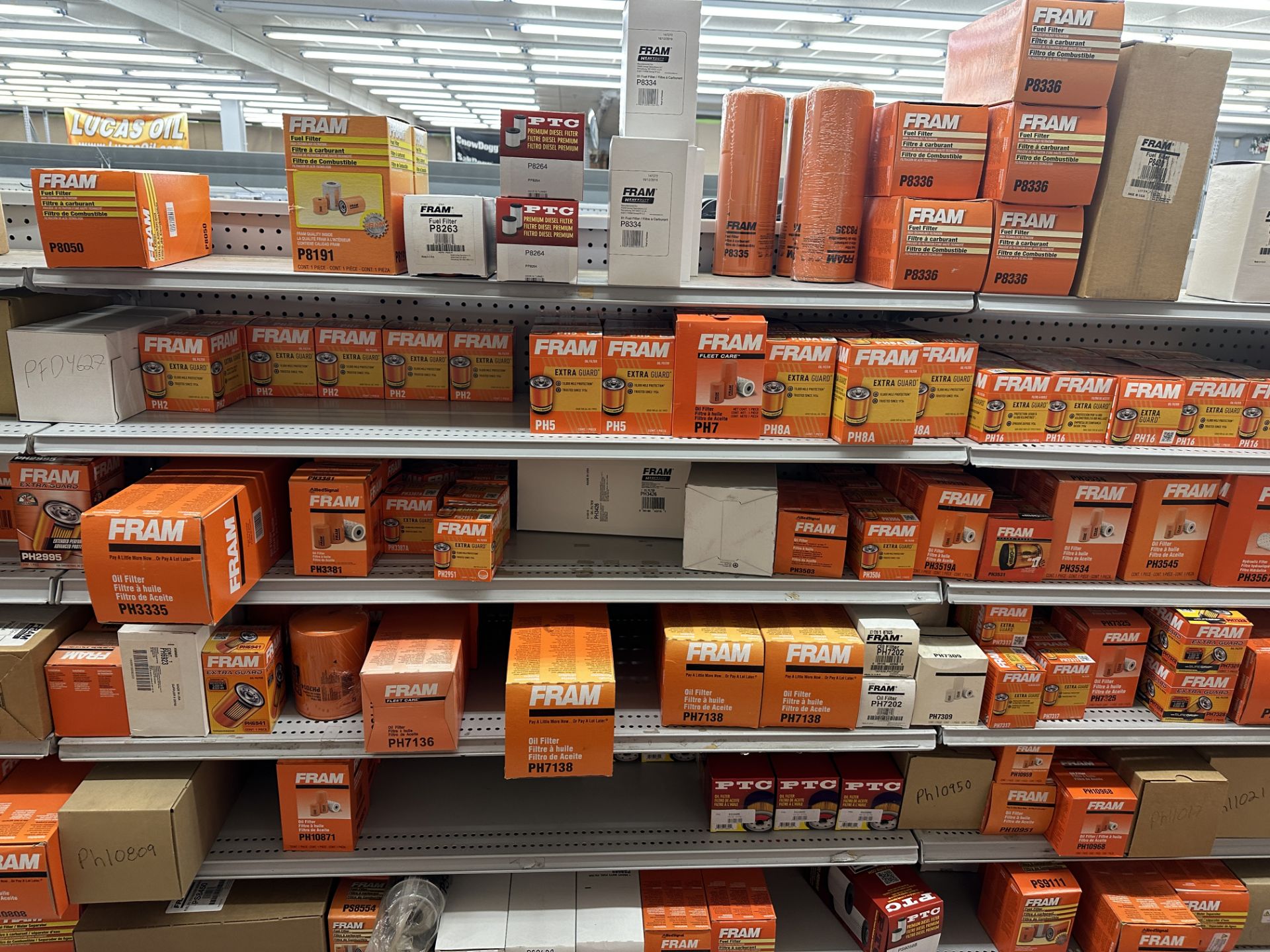 {LOT} Approx. 400 Fram & PTC Fuel Filters & Spin On Oil Filters on 7 Rows of Shelving (Retail Cost - Image 5 of 7