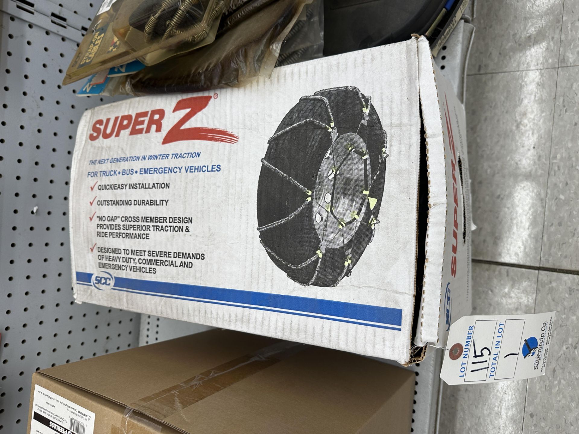 Box of SCC Super Z Specialty Tire Chains For Large Vehicles