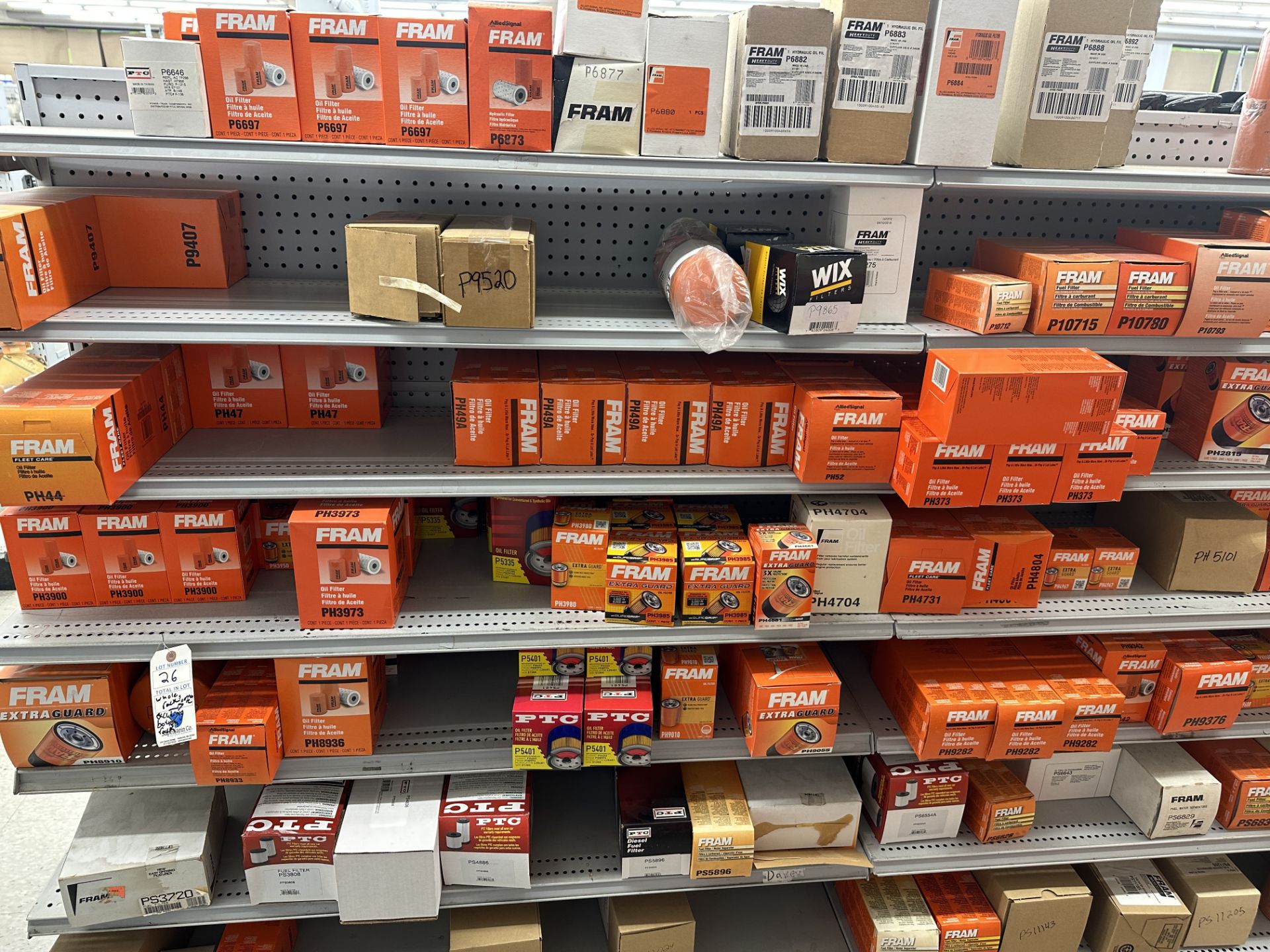 {LOT} Approx. 400 Fram & PTC Fuel Filters & Spin On Oil Filters on 7 Rows of Shelving (Retail Cost - Image 2 of 7