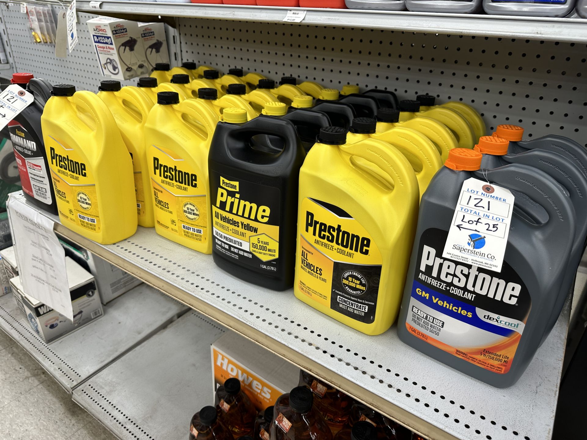 {LOT} 27 1 Gallon Containers of Prestone Anti Freeze & Coolant/Dexcool/Universal