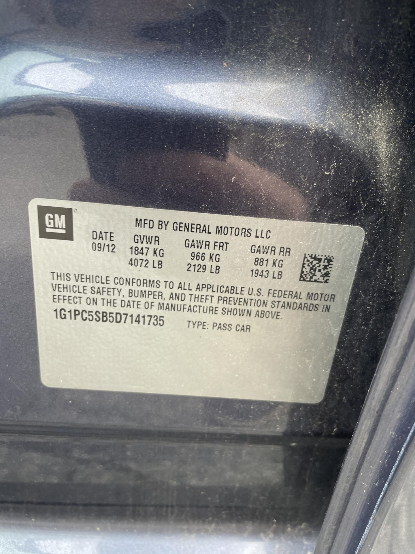 2013 Chevy Cruze Odom: 25,066, Vin:1GC1PC5SB5D7141735 (Has Ceiling Liner Issues) (THIS UNIT CAN'T BE - Image 11 of 16