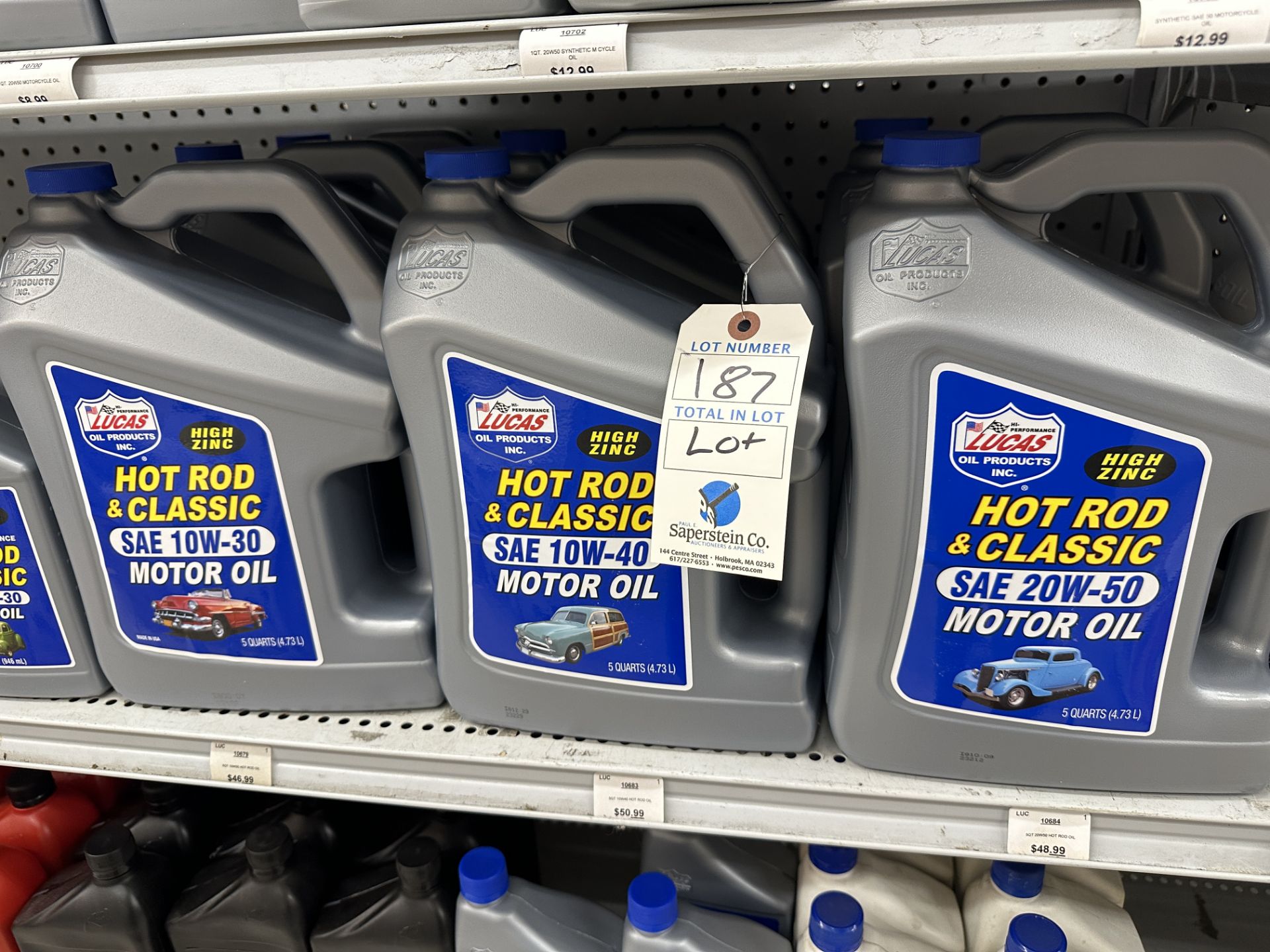 {LOT} 7 Gallon & 6 Quart Lucas Hot Rod & Classic Motor Oil 10W-30, 10W-40 & 20W-50 (BEING SOLD BY - Image 2 of 3