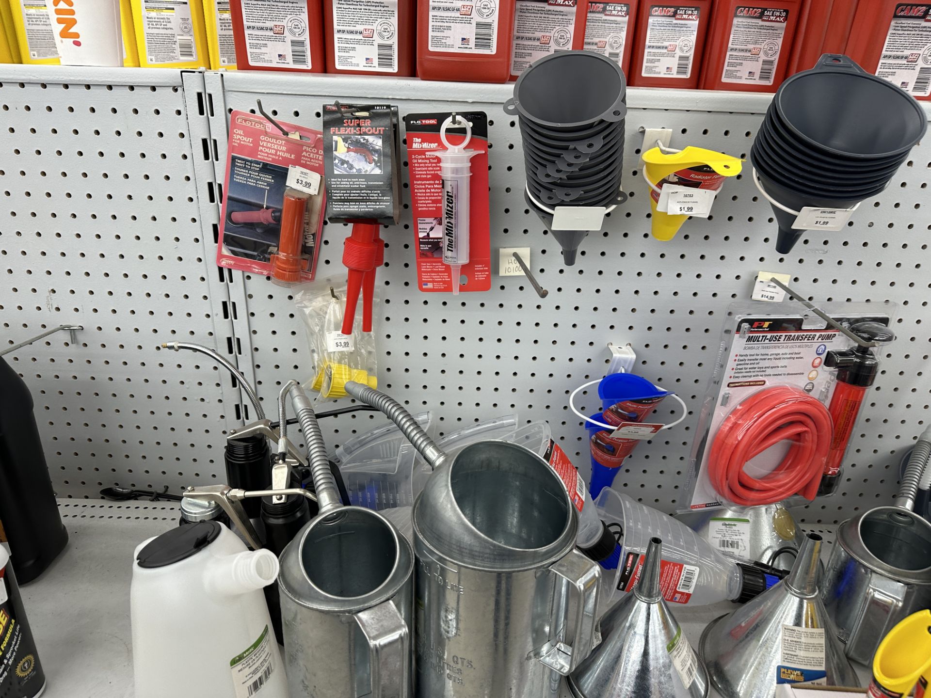 {LOT} Funnels, Fluid Evacuators, Tips, Oiler Cans, Transfer Pumps Barrel Dispensers on 1 Section - Image 4 of 4