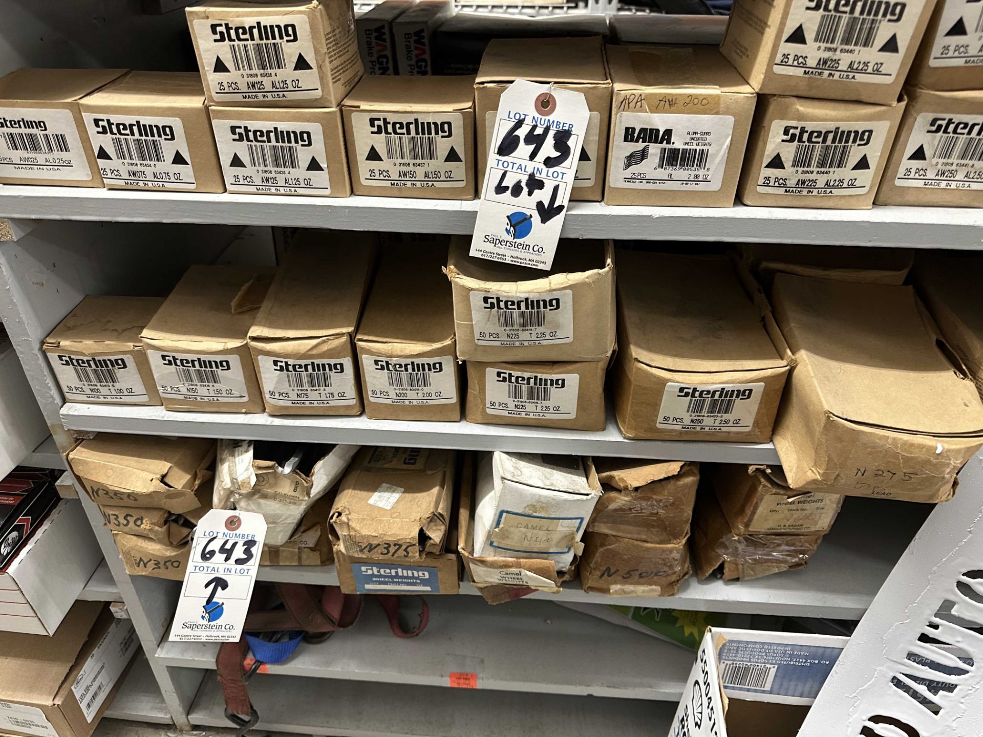 Sterling Wheel Weights on 3 Shelves