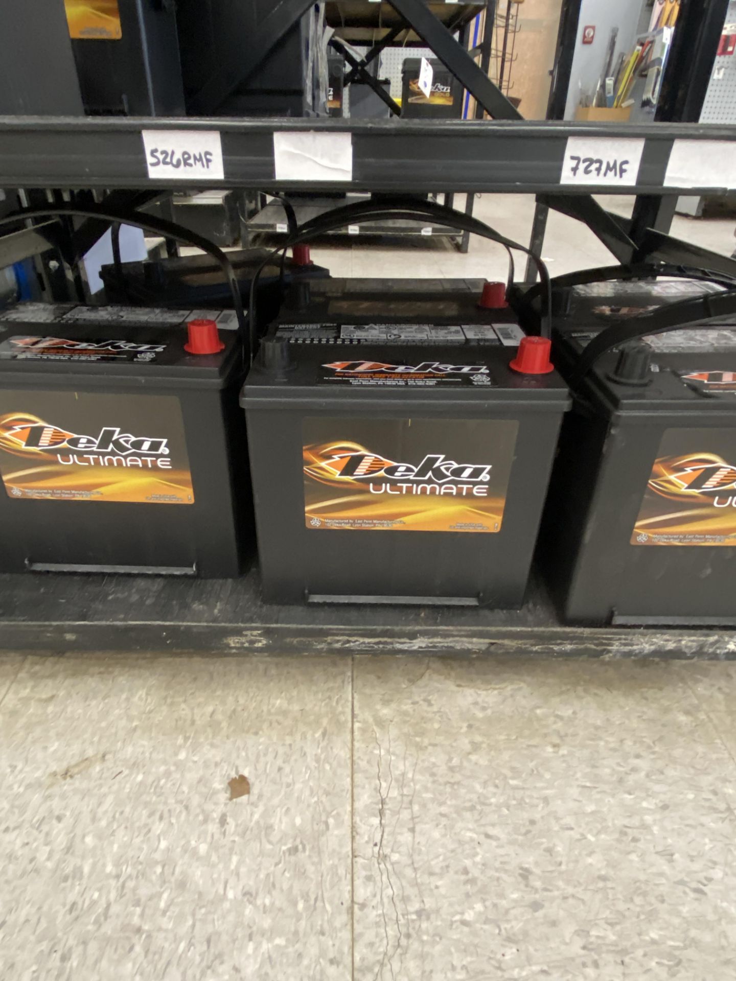 {LOT} (12) Asst. Deka Automotive 12v Batteries w/ Rack - Image 2 of 4