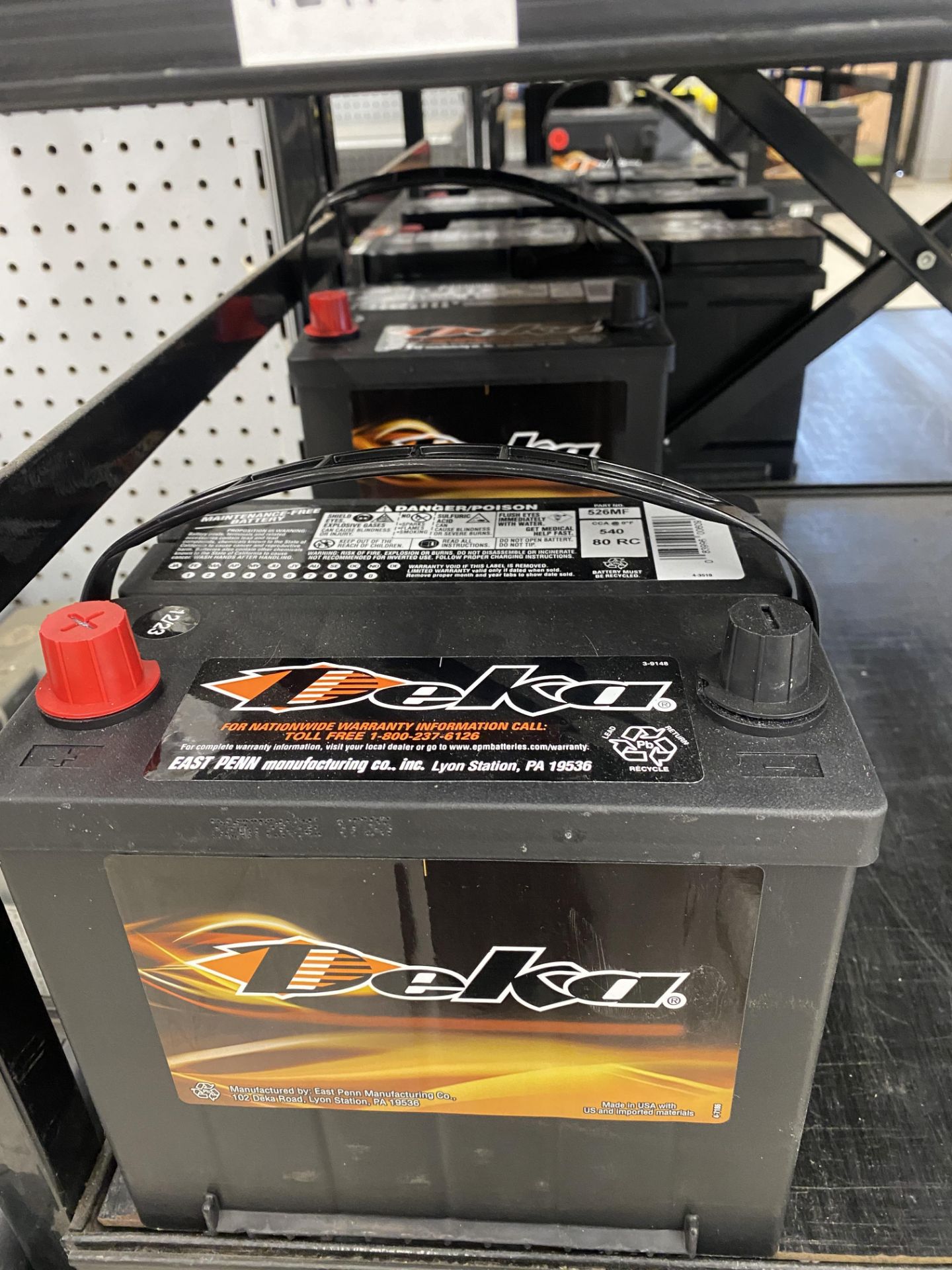 {LOT} (12) Asst. Deka Automotive 12v Batteries w/ Rack - Image 3 of 4