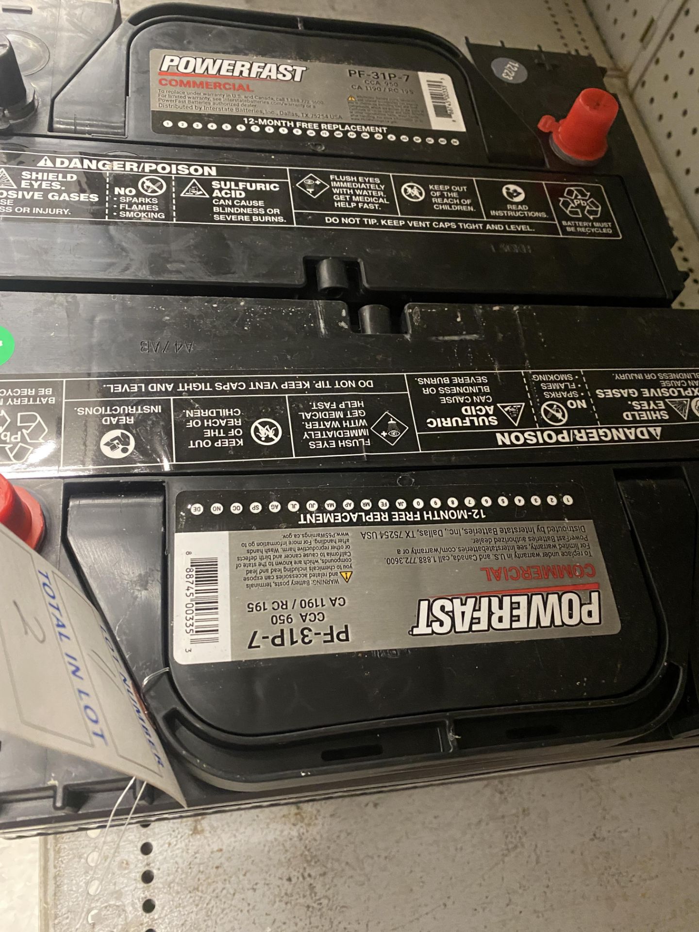 {LOT} (2) Deka Group 31 Post Batteries 12v, 950 Cold Cranking Amps - Image 2 of 2