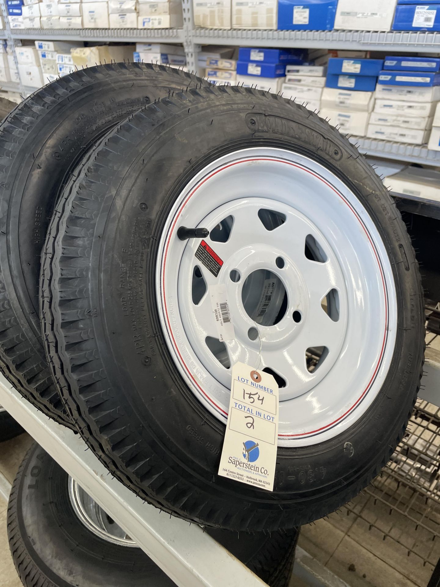 {LOT} (2) ATD 4.8x12 4 Lug Wheels