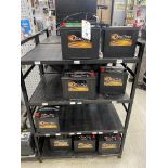 {LOT} (12) Asst. Deka Automotive 12v Batteries w/ Rack