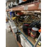 (Lot) Asst. Tools, Solvents, Lights, Tool Bags, Hard Hats On 1 Shelf ( Inspection Urged )